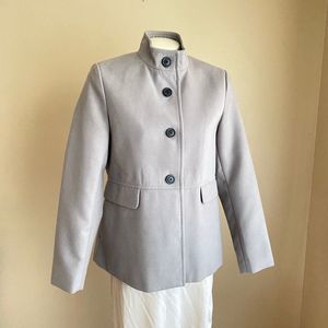Old Navy Women's M Gray Coat Blazer Big Buttons Pockets Lined Pea Coat Smooth
